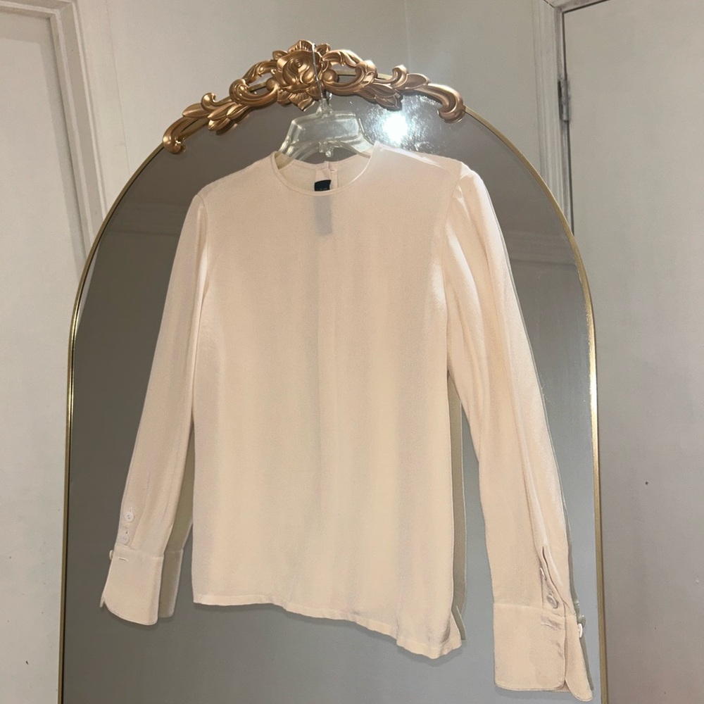 Dana Buchman Silk Cream Longsleeve Blouse